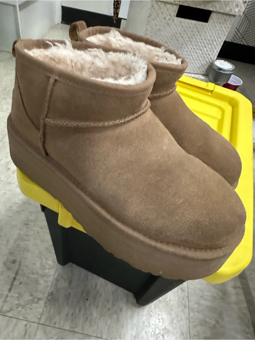 UGG Chestnut Suede Platform Mini Boot